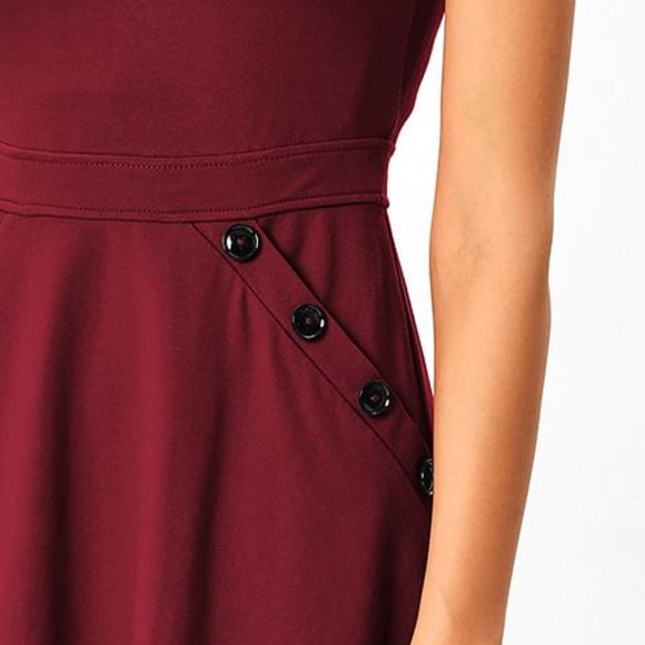 eShakti Red Midi Dress with Elegant Flair - Picture 4 of 6